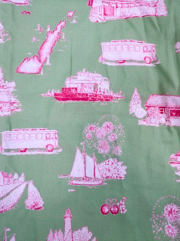 Door County Toile Green & Pink Short Set