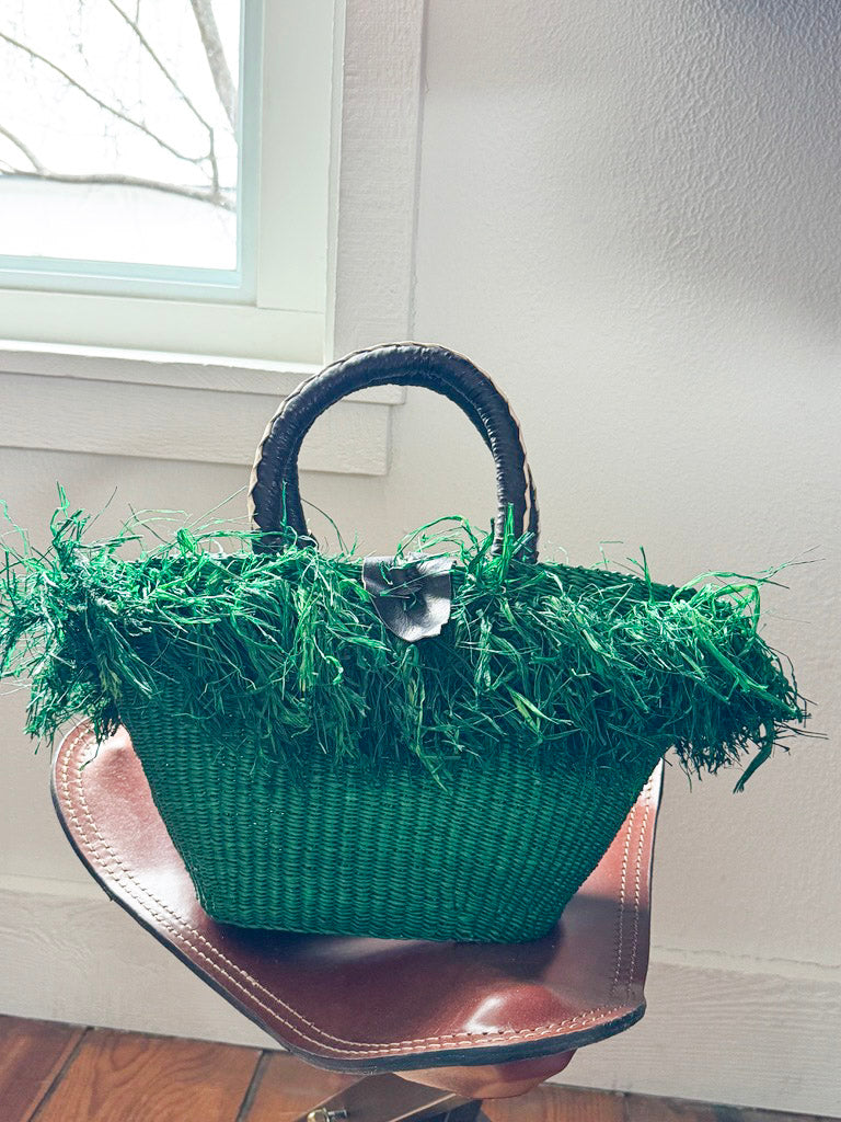 Fringe Woven Straw Handbag - PG112242