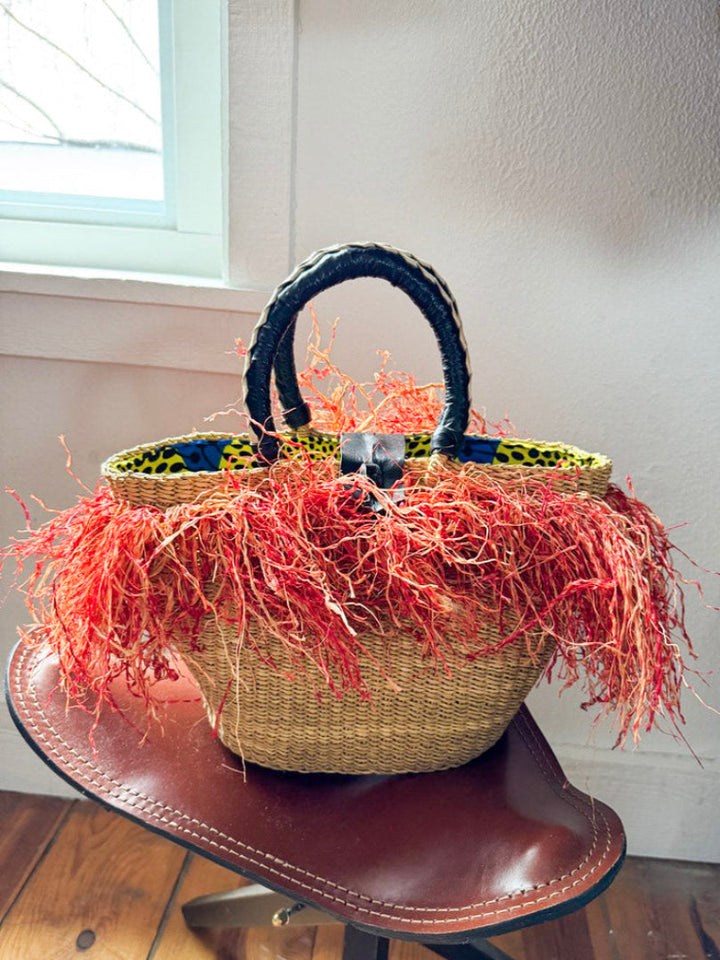 Fringe Woven Straw Handbag - PR112246