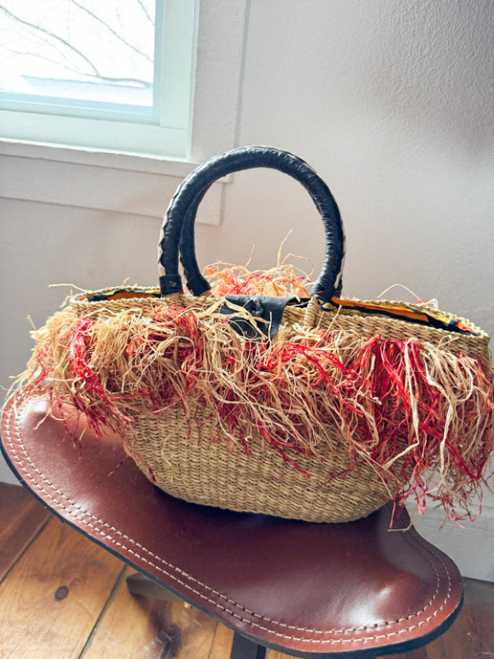 Fringe Woven Straw Handbag - PR112248