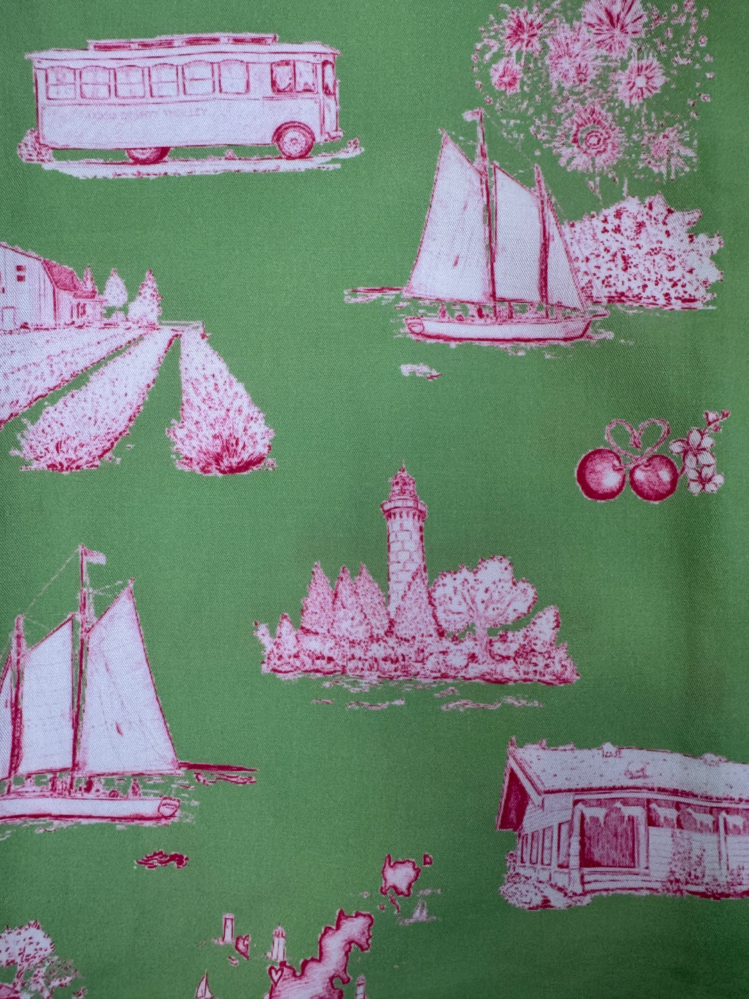 Door County Toile Green & Pink Sleep Shirt